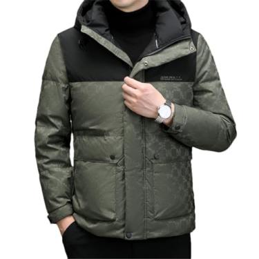 Imagem de BoShiNuo Jaqueta masculina de inverno masculina de meia-idade com mangas casuais removível com capuz jaqueta espessa para homens, Cinza, G