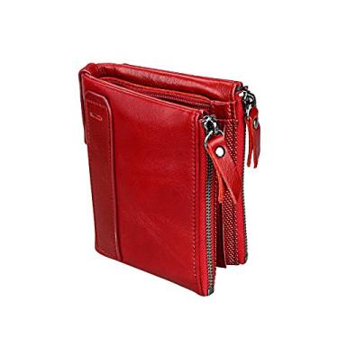 Imagem de Carteira masculina de couro, porta-cartão de crédito Manyip dobrável, bolso para moedas, carteira com proteção contra roubo RFID. Material de proteção selecionado