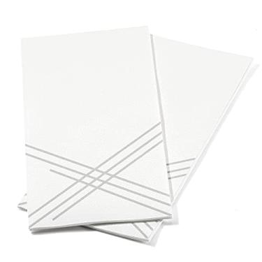 Imagem de Pacote com 100 toalhas de mão de papel para convidados de linho | Toalhas de papel descartáveis super absorventes Airlaid para banheiro, festa, casamentos ou eventos | 30,5 x 45,7 cm, design