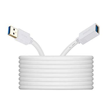 Imagem de Cabo de extensão USB 3.0 branco de 30 m, cabo de extensão VCZHS USB 3.0 cabo USB A macho para fêmea para pen drive USB, leitor de cartão, disco rígido, teclado, Playstation, Xbox, Oculus VR, impressora, câmera