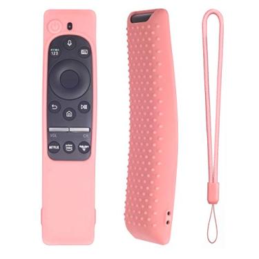 Imagem de Capa protetora de silicone para controle remoto Samsung Smart TV série BN59, capa para Samsung remota compatível com crianças, antiderrapante, à prova de choque, capa de silicone antiperda (rosa)