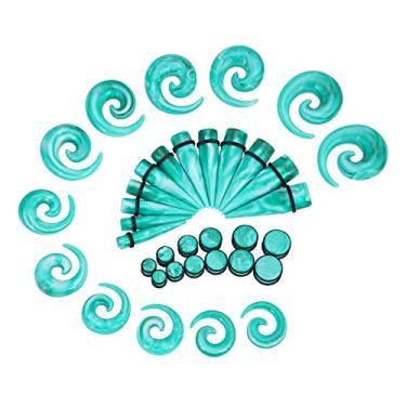 Imagem de Qmcandy Kit de alongamento de orelha 00G-20 mm 24-36 peças Kit de alargador de acrílico grande conjunto espiral de alargador de alargador de acrílico, Acrílico, Zircônia cúbica