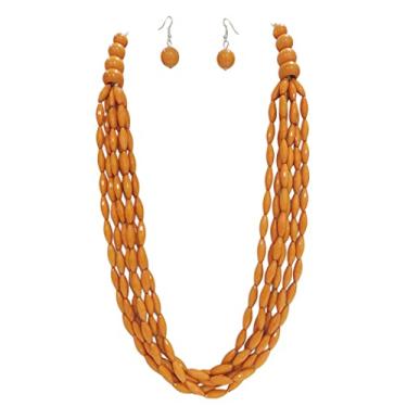 Imagem de Rosemarie & Jubalee Brincos femininos boêmios chiques multifios facetados oblongos colar colar joias conjunto de presente, 76 cm + 5 cm extensor, Metal, Howlite