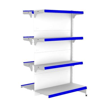 Imagem de Gondola Centro 137 FIT Continuação Branco 8 Bandeja Pe Azul