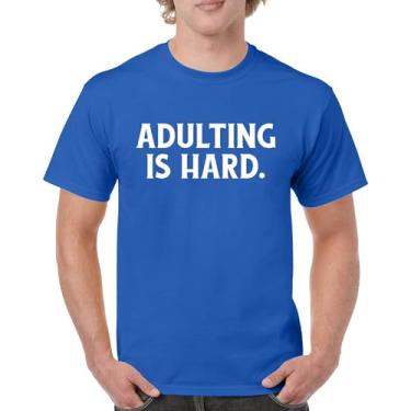 Imagem de Camiseta Adulting is Hard Funny Adult Life Do Not recommend Humor Parenting Responsibility 18th Birthday Men's Tee, Azul, M