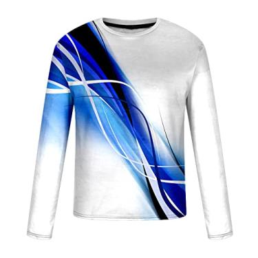 Imagem de Camisetas masculinas outono verão manga curta gola redonda impressão digital 3D camiseta masculina 2024, X-378 Azul royal, XXG