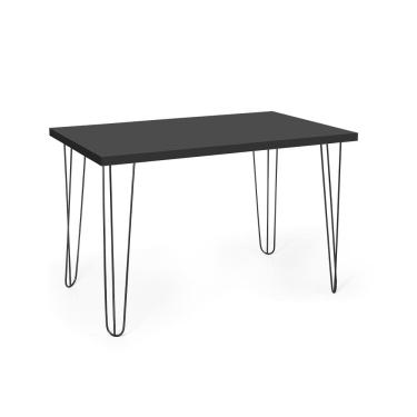 Imagem de Mesa de Jantar Retangular 6 Lugares 140x75 Base de Ferro Hairpin Preto - Straub Web