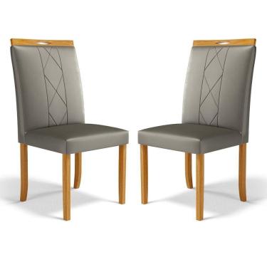 Imagem de Kit Com 2 Cadeiras Ana Madeira Maciça Estofadas Para Mesa De Jantar Veludo Chumbo 109