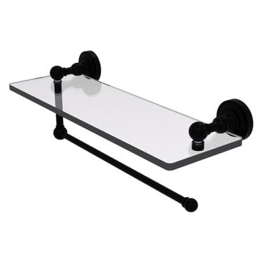 Imagem de Porta-toalha de papel Dottingham DT-1PT/16 da Allied Brass com prateleira de vidro de 40 cm, preto fosco