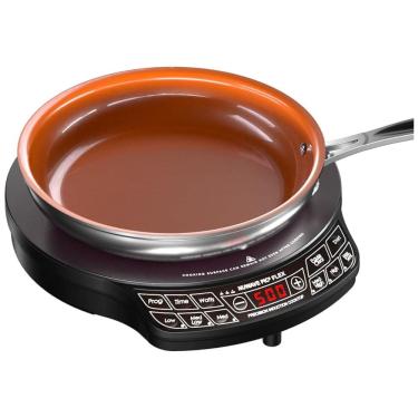 Imagem de Cooktop de Indução Portátil com Frigideira Antiaderente de Cerâmica de 22cm, 110V 1300W, Nuwave, Preto