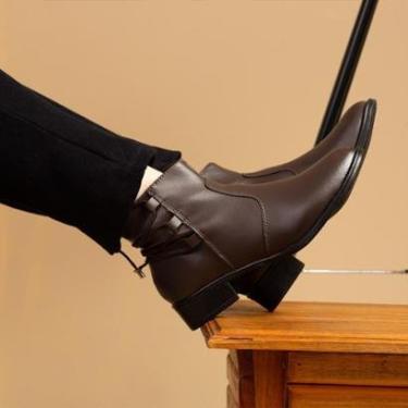 Imagem de Bota feminina coturno cano curto botinha bico fino casual saltinho confortavel-Feminino