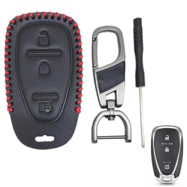 Imagem de Capa couro chave remota 3 botões Comapativel com Onix Plus Tracker premier cruze Ltz Equinox Camaro