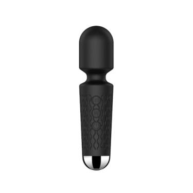 Imagem de Vibrador Recarregável Mini Varinha Mágica, 20 Modos de Vibração, 8 Velocidades, Silicone Macio, Cabeça Flexível, Uso Íntimo ou Alívio de Tensões Corporais, Brinquedo Sexual Discreto (Preta)