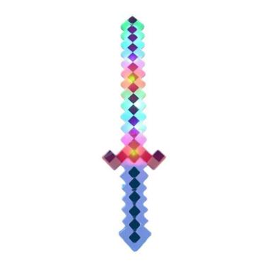 Imagem de Brinquedo Espada Pixel Minecraft 58Cm Som E Luz - Azul Nº23