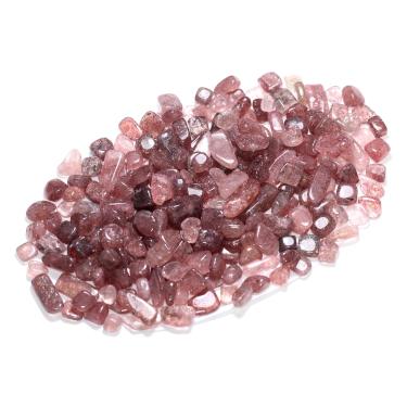 Imagem de ZenQ 450 g de quartzo de morango, lascas de pedra polida, peças de quartzo de cristal natural trituradas