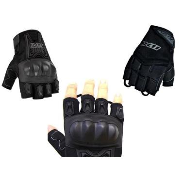 Imagem de Luva Preta X11 Blackout Meio Dedo Moto Motociclista Motoboy Motorista,