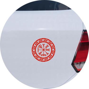 Imagem de Adesivo de Carro Viking Nórdico Vegvísir Red - Cor Branco - Melhor Ade