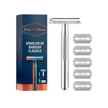 Imagem de Aparelho de Barbear Recarregável Gillette Clássico - King C 5 Cargas, 