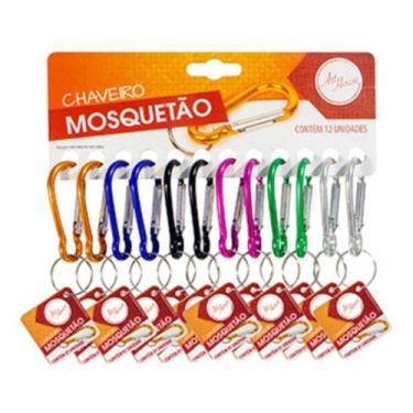 Imagem de Mini Mosquetão Metal De Pressão Clip Chaveiro Camping 12 Pcs - Art Hou