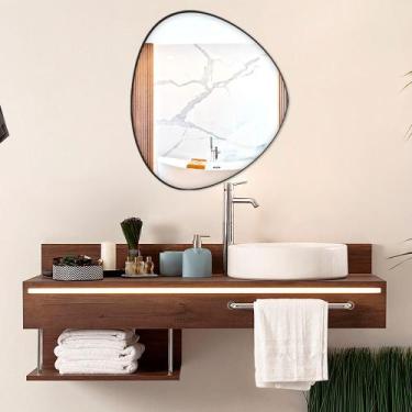 Imagem de Espelho Orgânico Decorativo com Moldura Preta em Material Sintetico - 