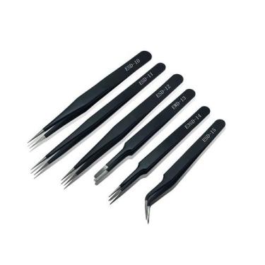 Imagem de Kit pinça com 6 peças Artesanato , eletrônico , relógios, strass, cíli