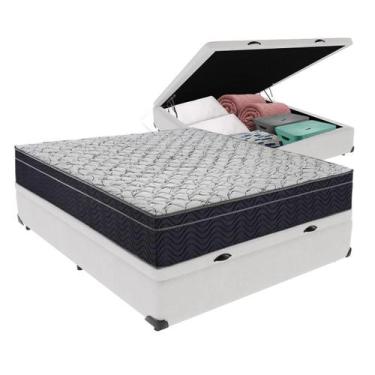 Imagem de Cama Box Baú Viúvo Branco e Colchão Airtech 150 D45 Ortobom
