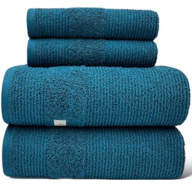 Imagem de Jogo de Toalhas Gigante / Banhão 4 Peças Maria Tereza - Azul Petroleo 