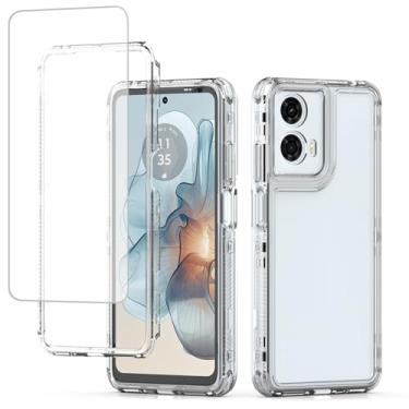 Imagem de Ueokeird Capa para Moto G24 Power, capa protetora de 3 camadas transparente e resistente com película de vidro temperado para Motorola Moto G24 Power Crystal Clear