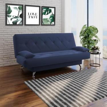 Imagem de Sofá Cama 1,80m Iara Suede Azul  Madelina Decor