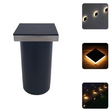 Imagem de 2 Luminárias Balizadores Spots Quadrados Led Em PVC De 3W Luz Branco Q