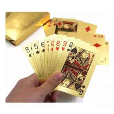 Imagem de Baralho de Cartas Dourado Deck Completo, Impermeável, à Prova D'Água, Para Jogo Truco, Poker
