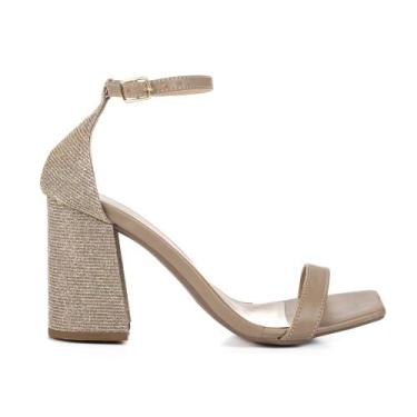 Imagem de Sandália Feminina Jjojo Kéfera Salto Alto Grosso 9 Cm, 38, Cinza