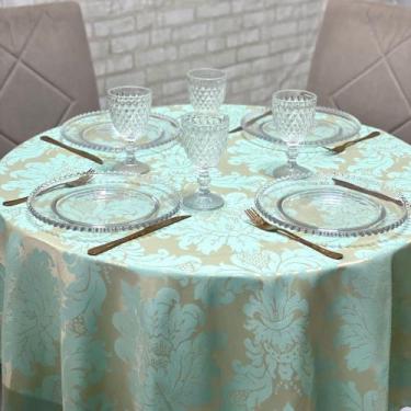 Imagem de Toalha de Mesa Jacquard Redonda para Festas Buffet Eventos - MUMUDECOR