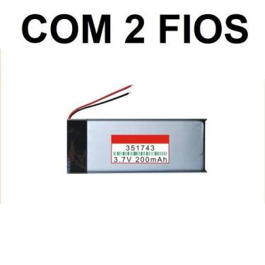Imagem de Bateria Com 200mah 351743 Medida 3,5mmx17mmx43mm 2 Fios 3,7v - bgb