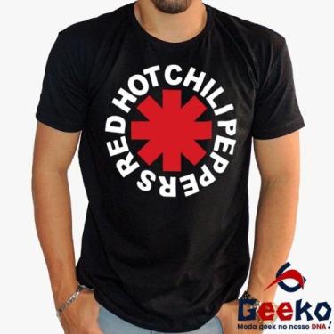 Imagem de Camiseta Red Hot Chili Peppers 100% Algodão Rock Geeko, Preto gola car
