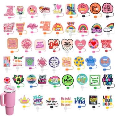 Imagem de Pacote com 50 tampas de palha para copo Stanley, tampa de cobertura de palha de 10 mm bonito topo de palha à prova de poeira para copos, garrafas de água, copos, acessórios, presentes para mulheres,