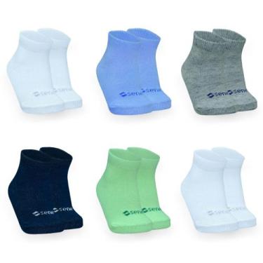 Imagem de Kit atacado 12 pares de meias de bebê em aldodão meia infantil menino 