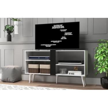 Imagem de Rack P/ TV Até 43" Duque com Duas Prateleiras - Cor Branco com Preto -
