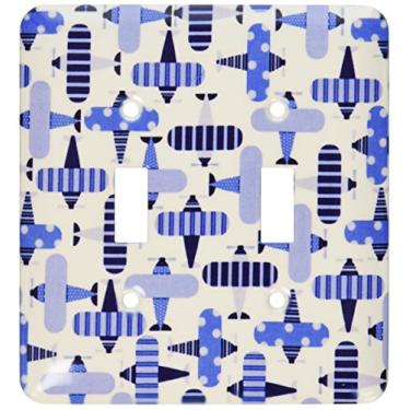 Imagem de 3dRose lsp_59832_2 Interruptor duplo de aviões azuis de brinquedo