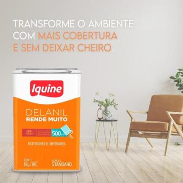 Imagem de Tinta Fosco Aveludada Branco Neve Delanil 18l Iquine  Rende até 500m²