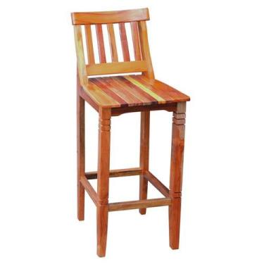 Imagem de Banqueta Alta com Encosto Conforto Madeira Maciça de Demolição - EMPÓR