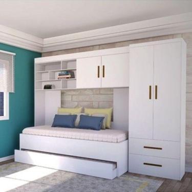 Imagem de Quarto Modulado Chiara com Módulo Aéreo, Guarda Roupa e Cama com Cama 