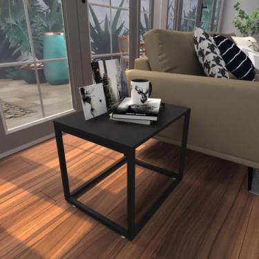 Imagem de Mesa lateral preta aparador de sofa sala mesa lateral cama - BeB