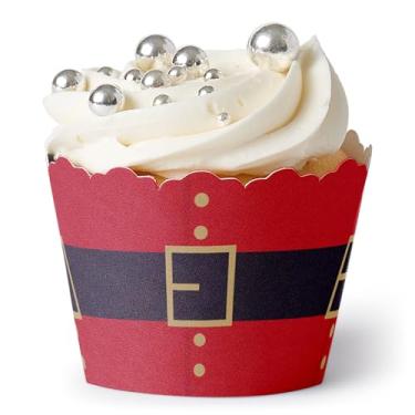 Imagem de Big Dot of Happiness Jolly Papai Noel - Decorações de festa de Natal - Embrulhos de cupcake de festa - Conjunto com 12