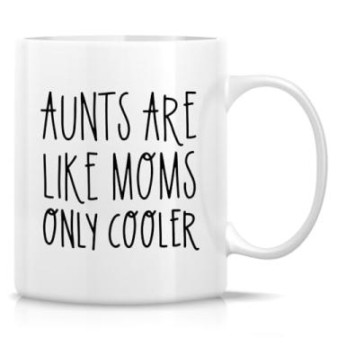 Imagem de Retreez Caneca engraçada Aunt - Aunts Are Like Moms Only - Caneca térmica de 325 ml de cerâmica para café ou chá - Presente Best Aunt Ever - Presente bem-humorado para tia favorita - aniversários,