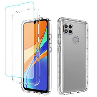 Imagem de Tothedu Capa de telefone para Xiaomi Redmi 9C/Redmi 10A/Redmi 9 Activ capa com protetor de tela de vidro temperado, capa protetora completa transparente de policarbonato rígido TPU para Xiaomi Redmi