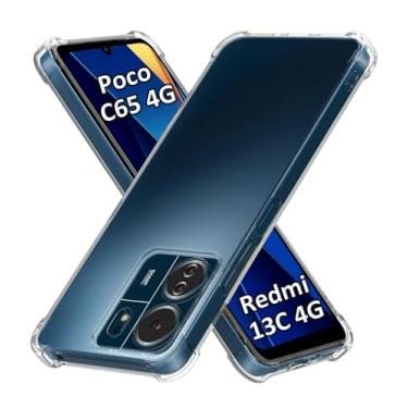 Imagem de USTIYA Capa para Poco C65 / Redmi 13C TPU transparente quatro cantos capa protetora transparente macia