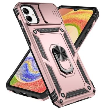 Imagem de Asdsinfor Capa para Samsung Galaxy A06 capa traseira TPU bumper case 360 graus anel de metal suporte resistente proteção de grau militar híbrido à prova de choque capa para Galaxy A06. ouro rosa TC