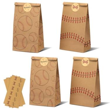 Imagem de SAYAYA Pacote com 48 sacos de presente de beisebol, lembrancinha de festa para crianças, beisebol, doces, com adesivos divertidos para esportes, dia de jogos, decorações de festa de aniversário