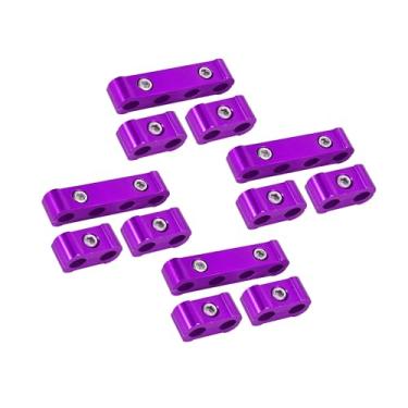 Imagem de VekAuto 4 conjuntos 8 mm motor carro vela de ignição separador de fios teares divisor organizador braçadeira liga de alumínio roxo acessórios automotivos